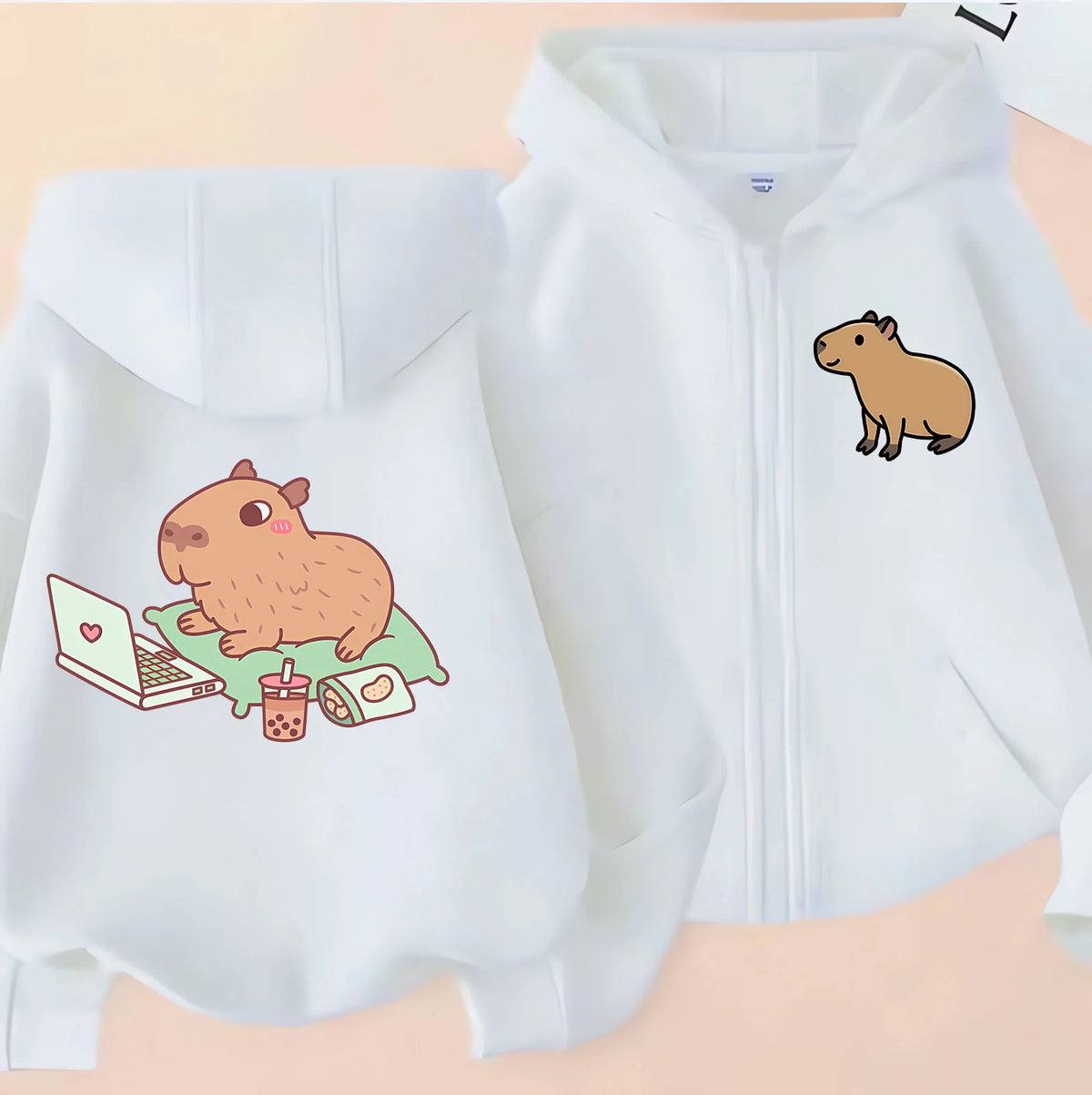 ⭐ Kinder Capybara Hoodie | Lustiger Zip Up Reißverschluss | Manga Sweatshirt Jungen Mädchen