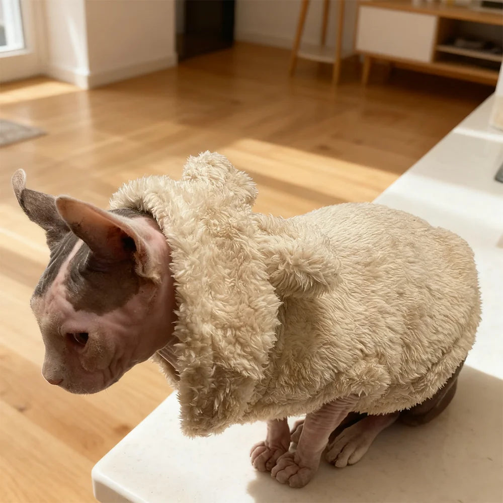 ⭐ Haustier Fleece Mantel | Warmer Hunde Katzen Hoodie Winter | Hasenohren Design