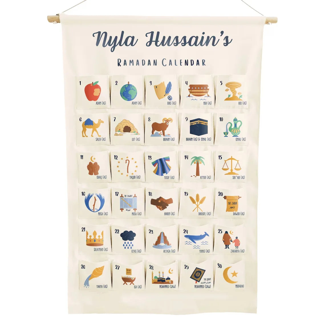 ⭐Personalisierter Ramadan Kalender | 30 Tage Countdown Wandbehang | Islamisches Kinder Geschenk