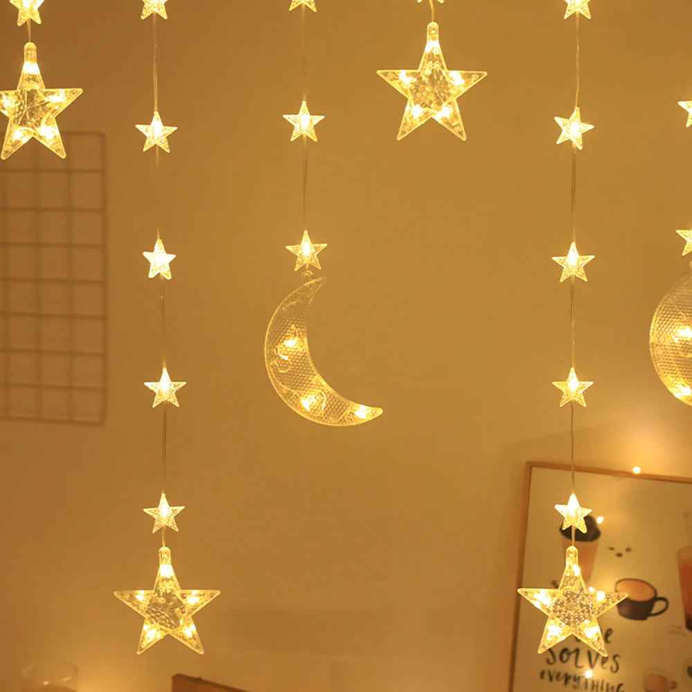 ⭐Mond & Stern LED Lichterkette | Ramadan Fensterdeko | Batteriebetrieben & Stimmungsvoll