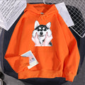 Cute Animal Husky Dog Printing Hoodie Women's Loose Oversize Clothing Autumn Warm Fleece Sweatshirt Fashion Casual Soft Hooded