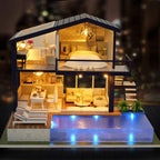 ⭐ DIY Puppenhaus Bausatz Holz 1:24 | Große Miniatur Villa mit LED | Modellbau Haus 29cm