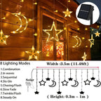 Star Moon Solar Battery String Lights 8Mode Outdoor Christmas Garland LED Fairy Light for Ramadan Festoon Wedding New Year Decor