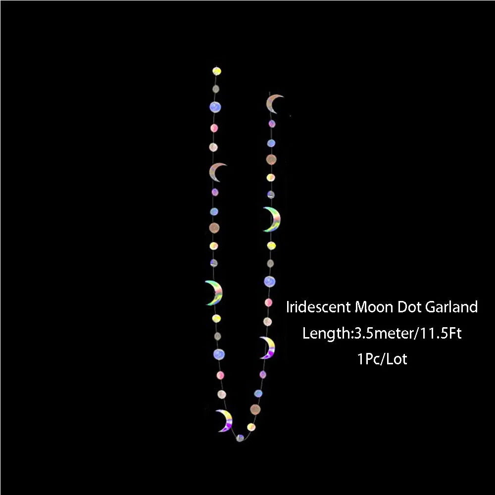 Iridescent Star Moon Circle Garland Ramadan EID Mubarak Birthday Party Decorations Hanging Crescent Twinkle Little Star Streamer