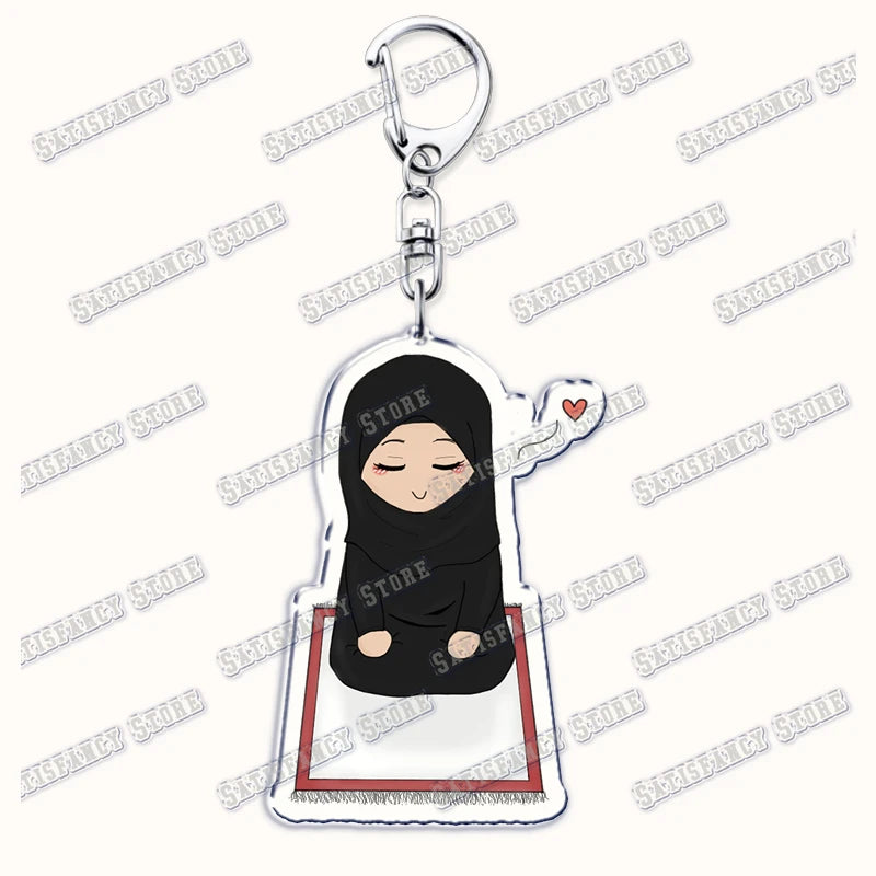 Fashion Islam Muslim Girl Woman Keychains for Accessories Bag Ramadan Eid Mubarak Hijab Keyrings Jewelry Fans Feminism Gifts
