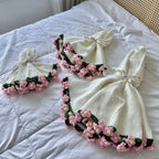 ⭐ 3D Rosen Decke fertig | Kleiner Strick-Überwurf 60cm | Blumen Deko & Sitzauflage