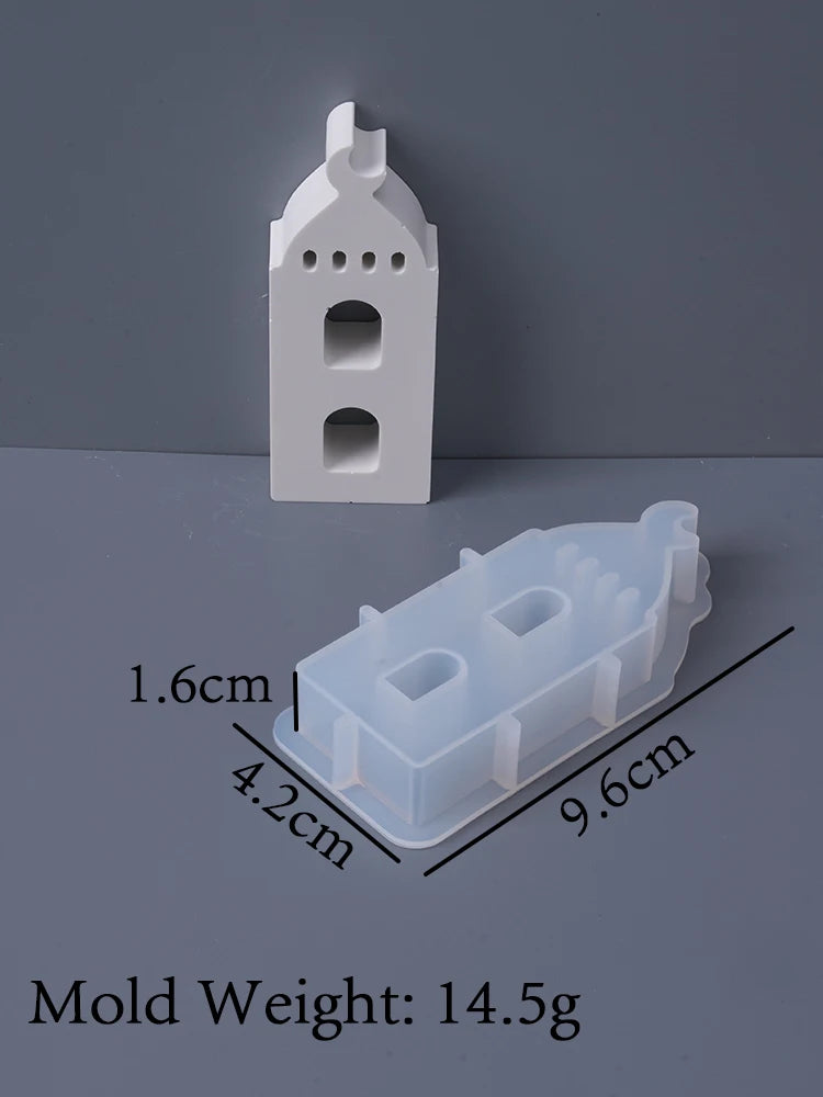 3D Mosque Shape Silicone Mold Hollow House Plaster Ornaments Mould Ramadan Holiday Gift Candle Gypsum Mold Home Decor Supplies
