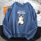 Simple Autumn Womens Sweatshirt I Don'T Give A Meow Funny Cat Cartoon Animalmale Print Hoody Fleece Pullovers Loose Warm Tops