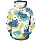 ⭐ Unisex 3D Hunde Katzen Hoodie | Tier-Print Pullover mit Taschen | Langarm