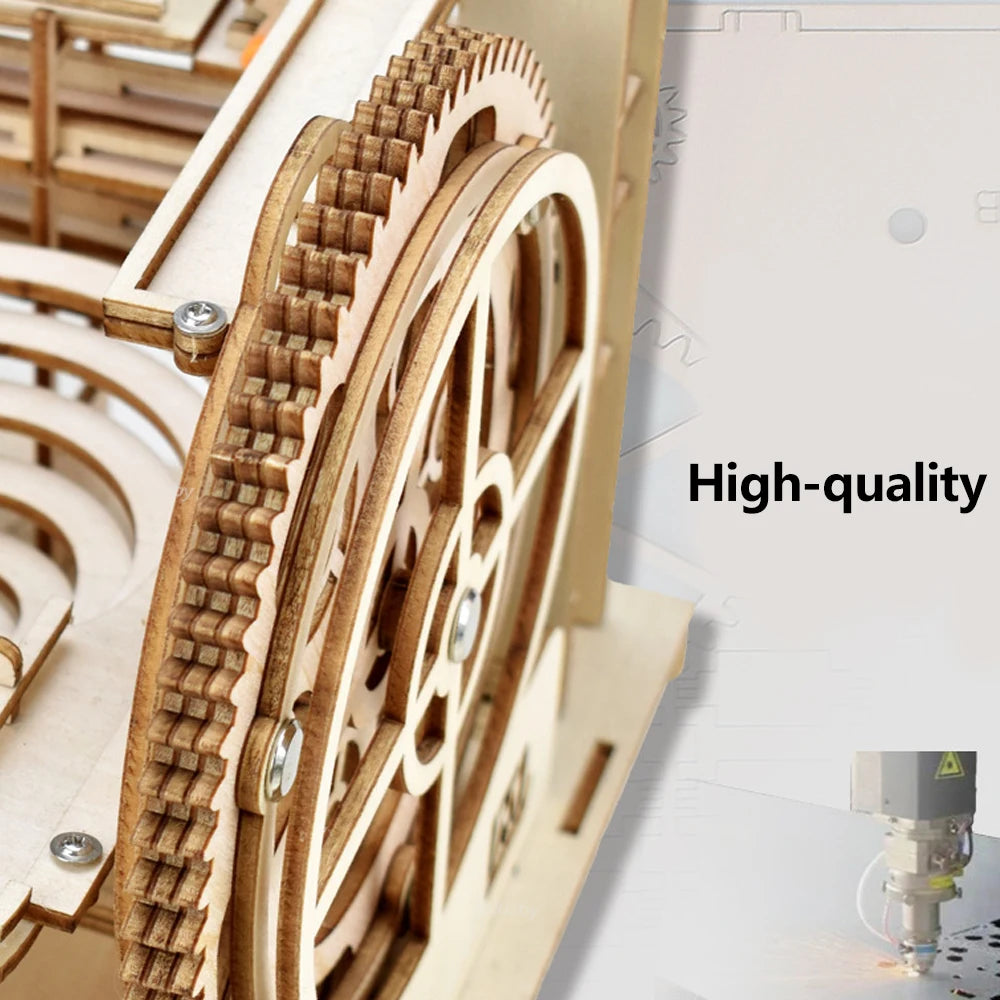 ⭐ 3D Holz Puzzle Murmelbahn | Mechanischer Bausatz | Marble Run mit 4 Kugeln | DIY Modell