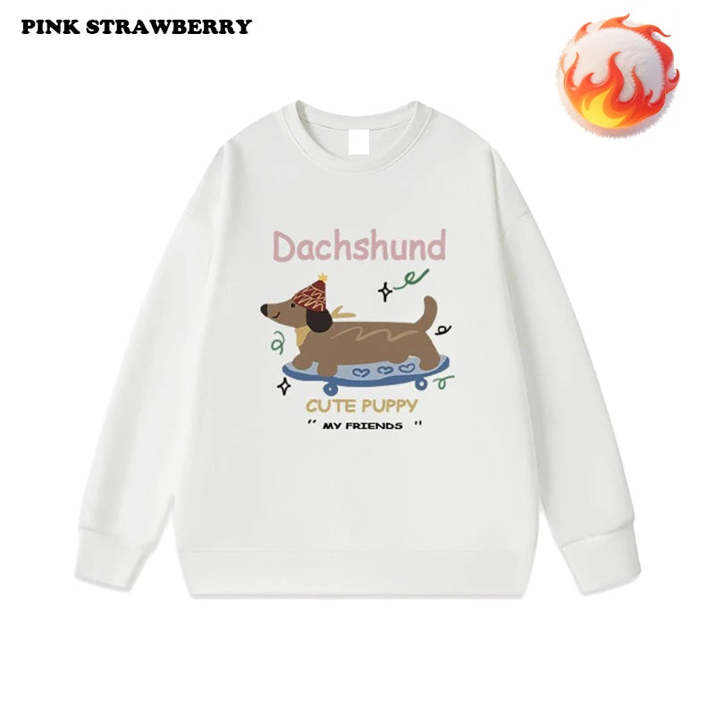 ⭐ Dackel Plüsch Hoodie Damen | Korean Style Oversized | Y2K Kawaii Pullover 2025
