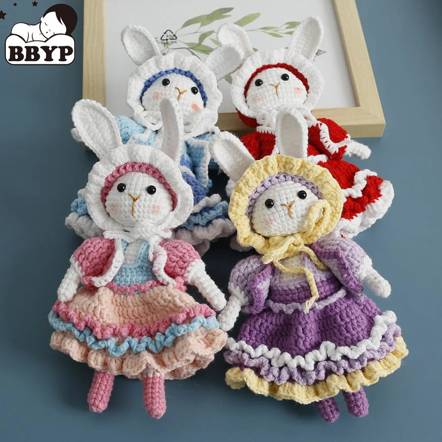 Handmade Knitting Cute Rabbit Doll Keychains Cute Crochet Keyrings For Car Keys Handmaking Knitted Bunny Keychain Bag Pendant
