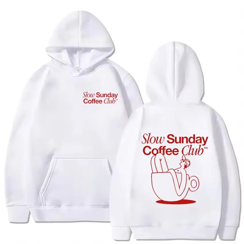 2025 New Sunday Coffee Club Hoodie Funny Men's Hoodie Harajuku Unisex Street Wear Fleece Pullover Sweatshirt