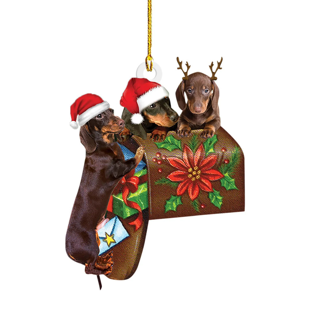 ⭐ Dackel Weihnachtsbaum Anhänger | Lustiger Hunde Christbaumschmuck | Deko & Geschenk