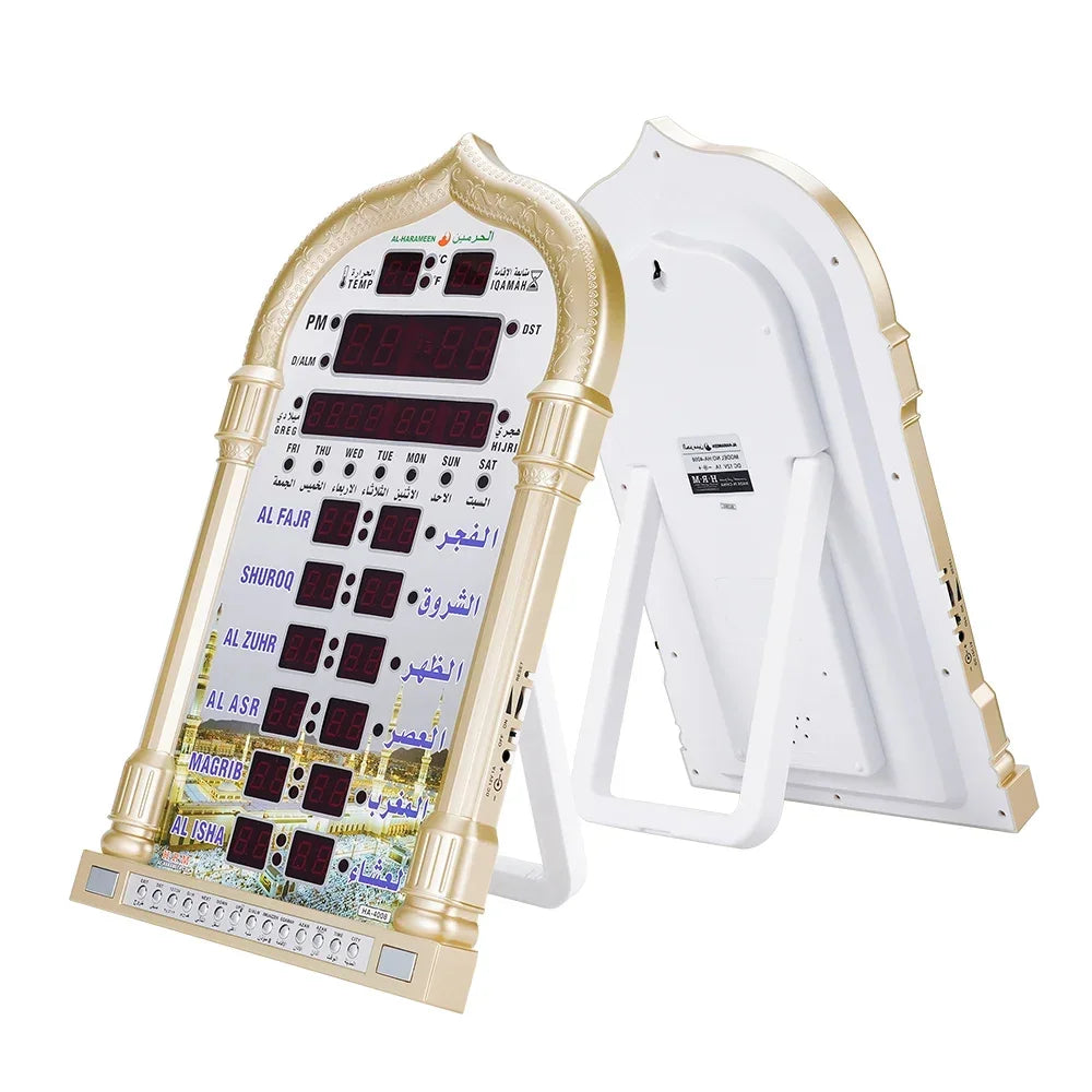 ⭐Digitale Azan Wanduhr | Muslimische Gebetszeiten & Kalender | Mit Fernbedienung & Alarm