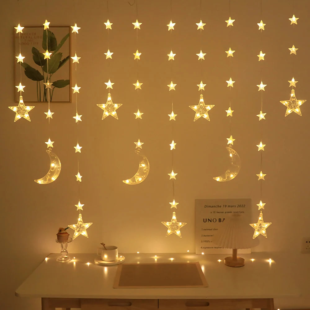 ⭐Mond & Stern LED Lichterkette | Ramadan Fensterdeko | Batteriebetrieben & Stimmungsvoll
