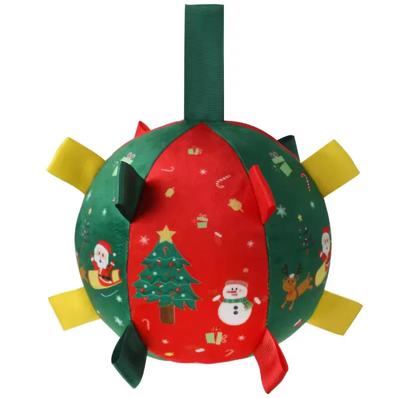 ⭐ Interaktiver Hundeball Weihnachten | Fleece Spielzeug mit Glöckchen | Robust & Weich