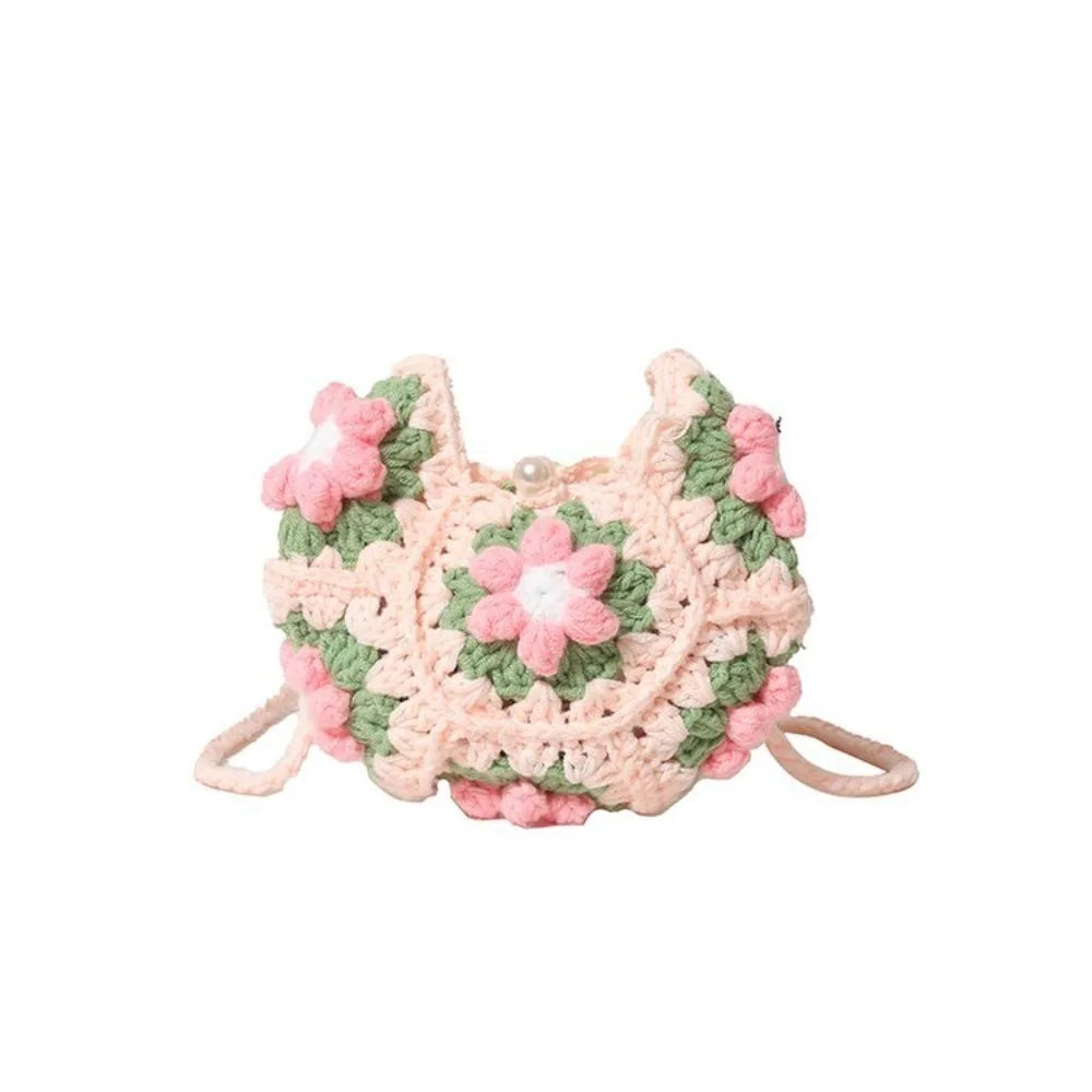 ⭐Handgehäkelte Blumen Umhängetasche | Stoffgarn Schultertasche | Süße Strick Armpit Bag