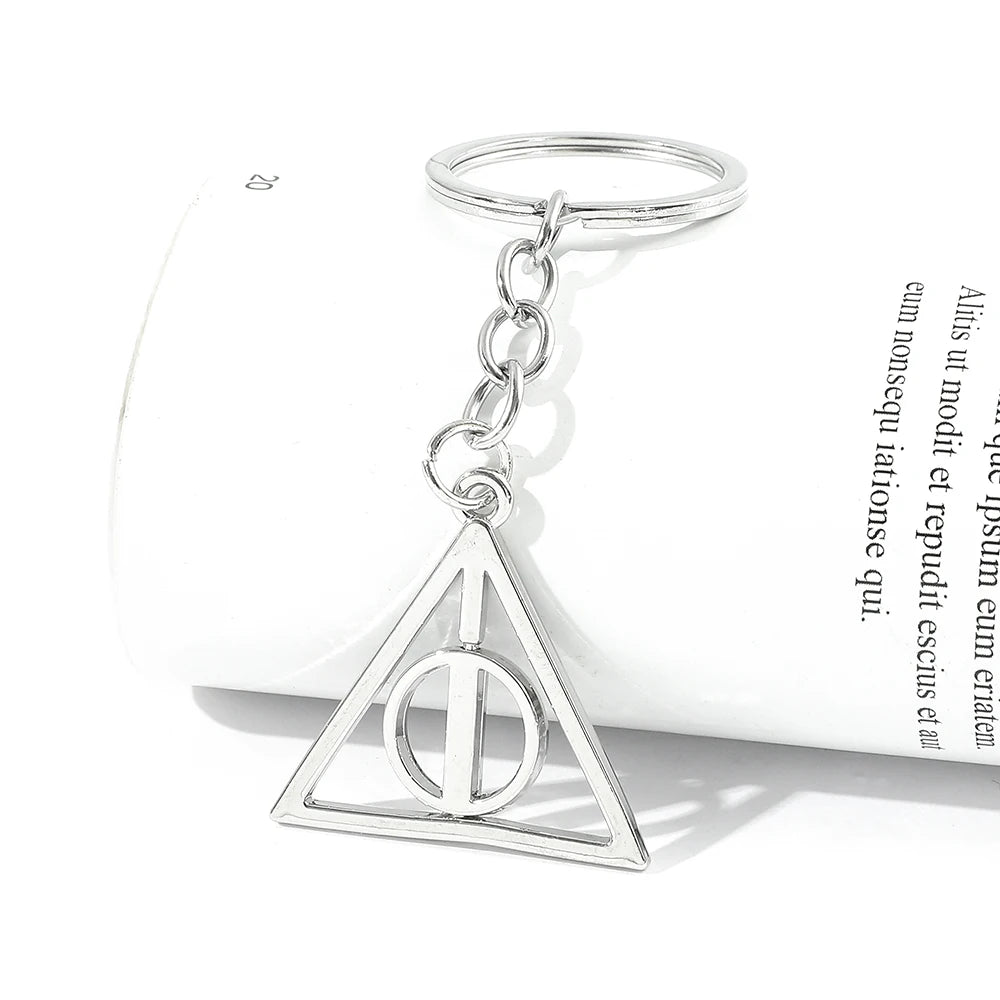 Harry Potter Keychain Movie Deathly Hallows Pendant Keychain Men Women Backpack Pendant Jewelry Accessories Gifts
