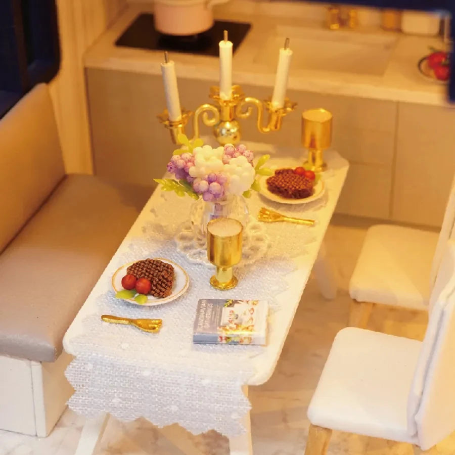 ⭐ DIY Puppenhaus Bausatz Holz 1:24 | Große Miniatur Villa mit LED | Modellbau Haus 29cm