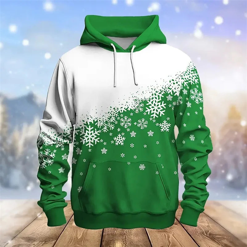 ⭐ 3D Weihnachts Hoodie Herren Damen Kinder | Schneemann & Elch Print | Partnerlook XS-6XL