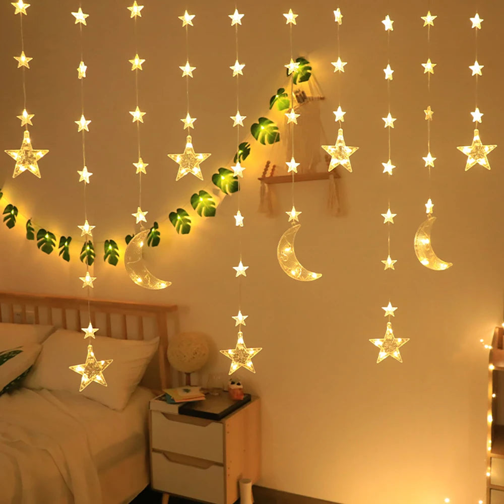 ⭐Mond & Stern LED Lichterkette | Ramadan Fensterdeko | Batteriebetrieben & Stimmungsvoll
