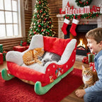 ⭐ Weihnachtsschlitten Hundebett & Katzenbett | Plüsch Schlafplatz 68cm | Santa Deko Design