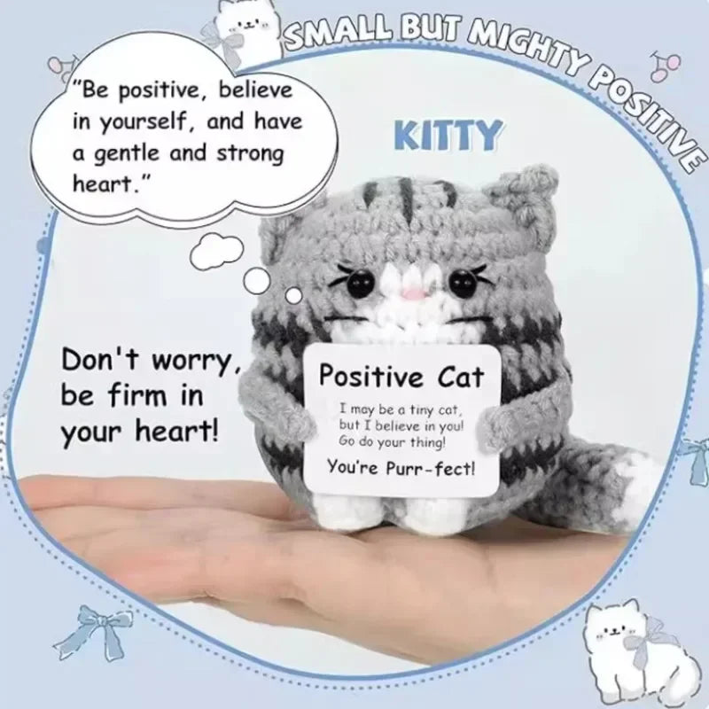 ⭐ Emotional Support Cat | Handgehäkelte Katze Lustig | Mutmacher Geschenk | Deko