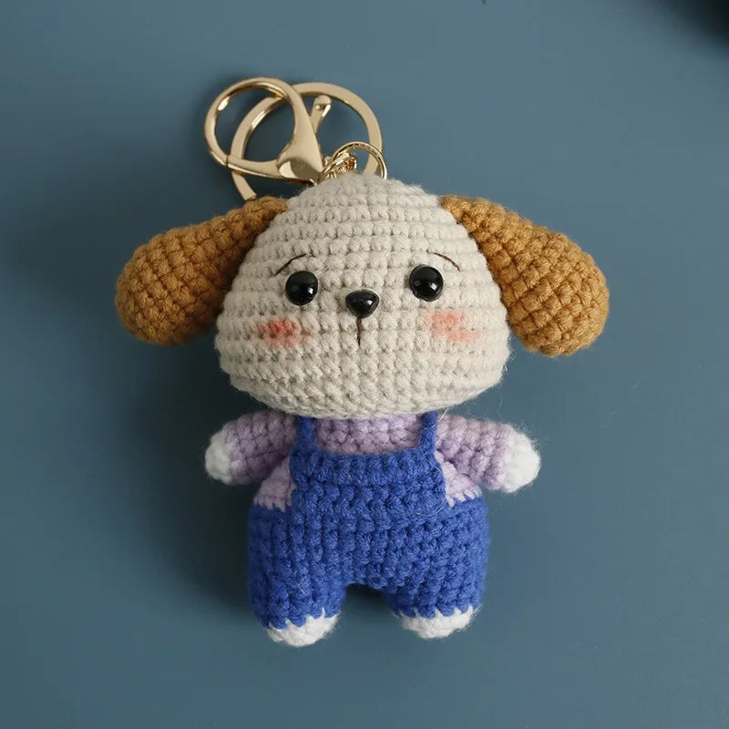 Cute Lamb doll Charm Keychains Cartoon Mini Hand Knitted Car Keyring Lovely Backpack Handbag Pendant Couple Keyholder