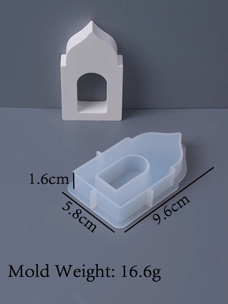 3D Mosque Shape Silicone Mold Hollow House Plaster Ornaments Mould Ramadan Holiday Gift Candle Gypsum Mold Home Decor Supplies