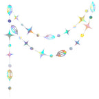 Iridescent Star Moon Circle Garland Ramadan EID Mubarak Birthday Party Decorations Hanging Crescent Twinkle Little Star Streamer