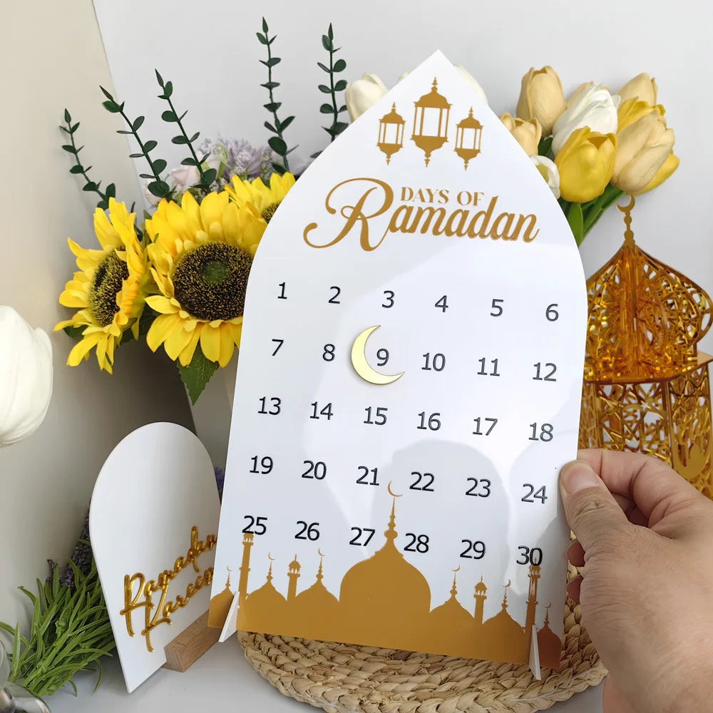 Ramadan Advent Countdown Calendar Acrylic Ramadan Decorations for Home Eid Mubarak Table Decor 30 Days Countdown Calendar