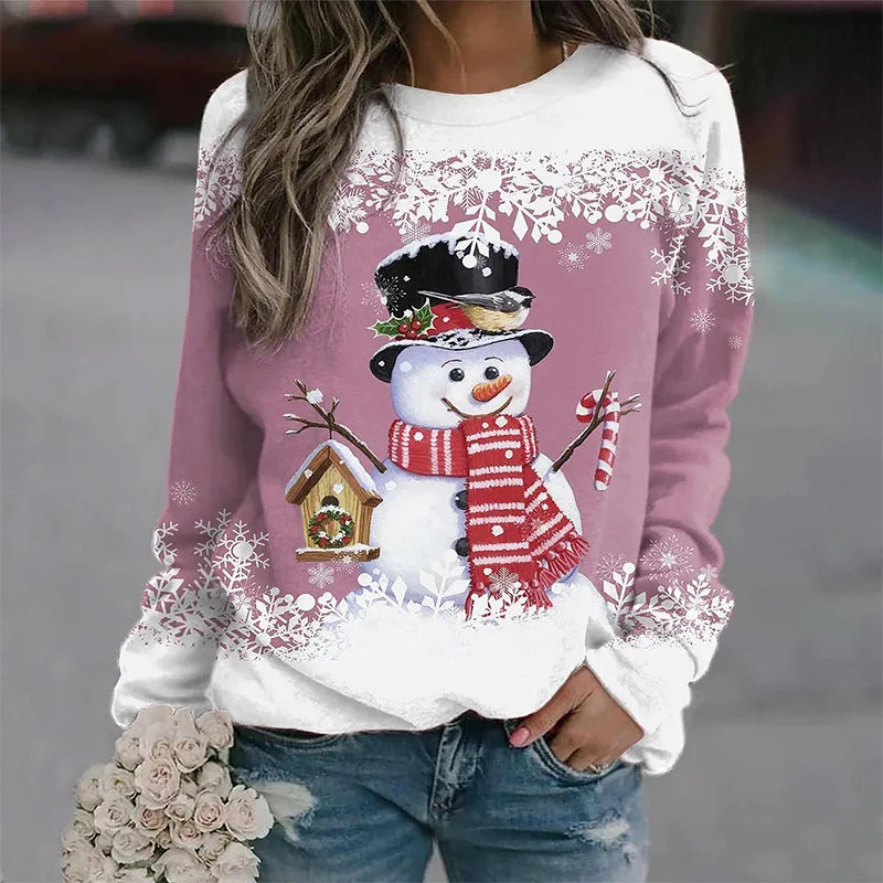 ⭐ Damen Weihnachts Sweatshirt 3D Schneemann | Oversized Pullover | Leichter Y2k Style