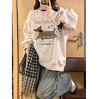 ⭐ Dackel Plüsch Hoodie Damen | Korean Style Oversized | Y2K Kawaii Pullover 2025