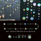 Iridescent Star Moon Circle Garland Ramadan EID Mubarak Birthday Party Decorations Hanging Crescent Twinkle Little Star Streamer