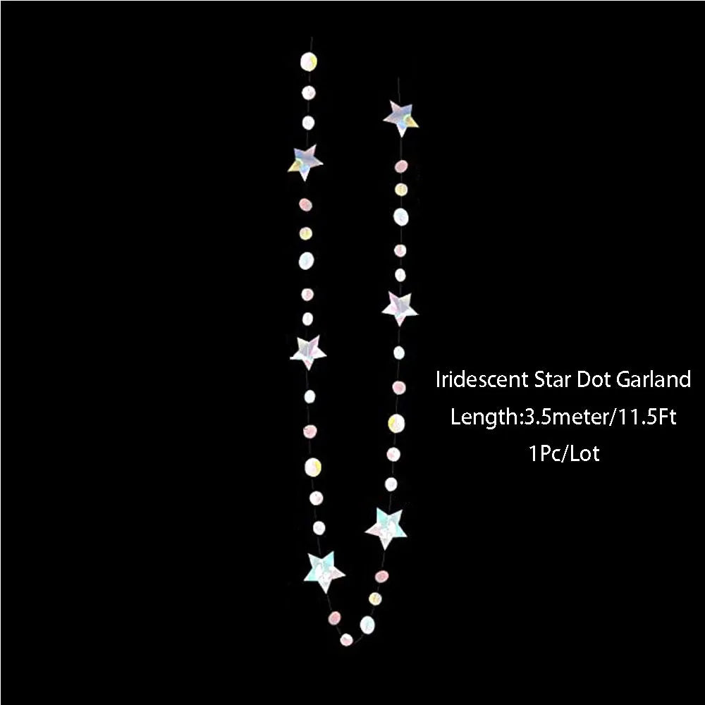 Iridescent Star Moon Circle Garland Ramadan EID Mubarak Birthday Party Decorations Hanging Crescent Twinkle Little Star Streamer