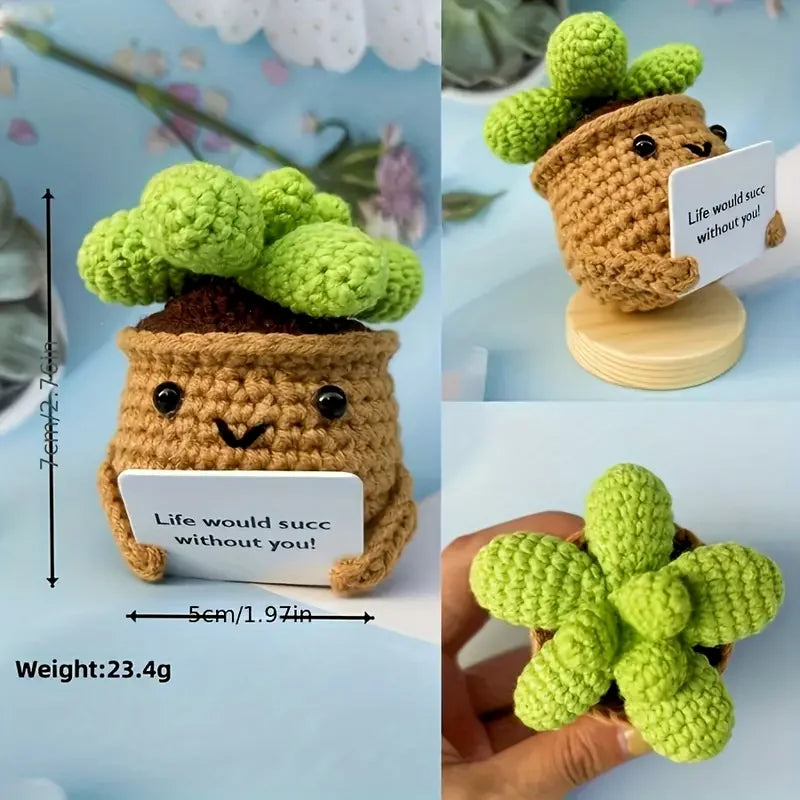 ⭐ Häkel Kaktus mit Karte | Positive Vibes Geschenk | Emotional Support Plant | Handgemacht