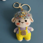 Cute Lamb doll Charm Keychains Cartoon Mini Hand Knitted Car Keyring Lovely Backpack Handbag Pendant Couple Keyholder