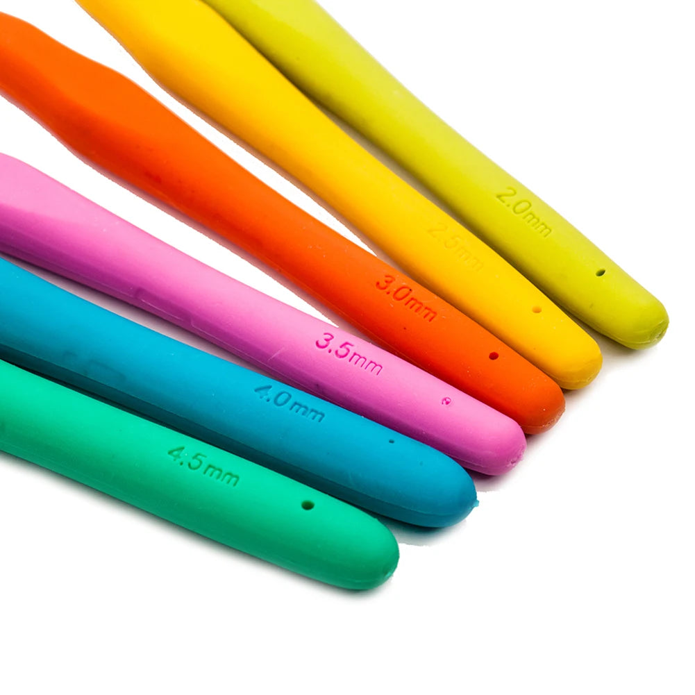 ⭐ Ergonomisches Häkelnadel Set 12-tlg | 2.0-8.0mm | Soft-Griff & Tasche | Profi Kit