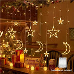 Star Moon Solar Battery String Lights 8Mode Outdoor Christmas Garland LED Fairy Light for Ramadan Festoon Wedding New Year Decor