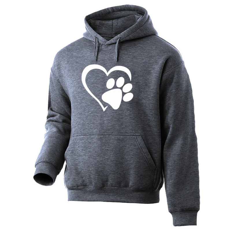 ⭐ Hunde Pfoten Hoodie | Süßer Herz-Print | Unisex Pullover Langarm Herbst Winter