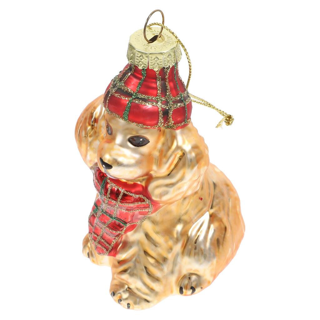 ⭐ Glas Ornament Hund Gold | Weihnachtsbaum Anhänger 10cm | Edler Christbaumschmuck