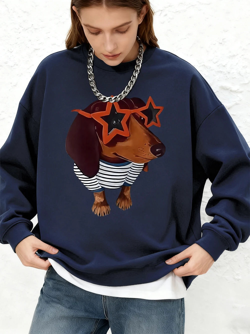 ⭐ Dackel Hoodie Damen Winter | Lustiger Hunde Print Oversized | Jogger Sweatshirt