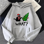 ⭐ Katzen Hoodie Weihnachten | Warmes Fleece Innenfutter | Cat & Tree Print | Unisex S-3XL