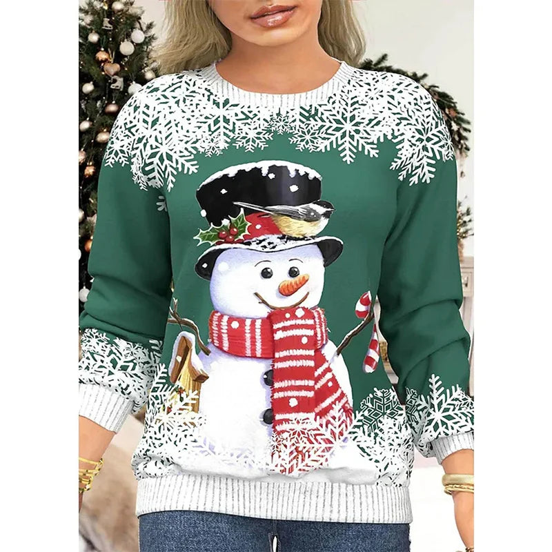 ⭐ Damen Weihnachts Sweatshirt 3D Schneemann | Oversized Pullover | Leichter Y2k Style