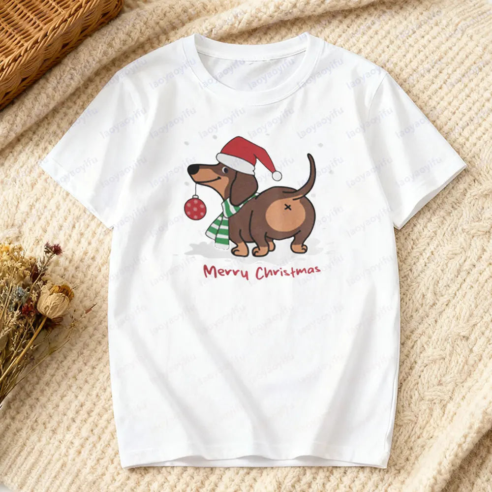 ⭐ Dackel T-Shirt Weihnachten | 100% Baumwolle | Lustiges Dachshund Motiv | Damen & Herren