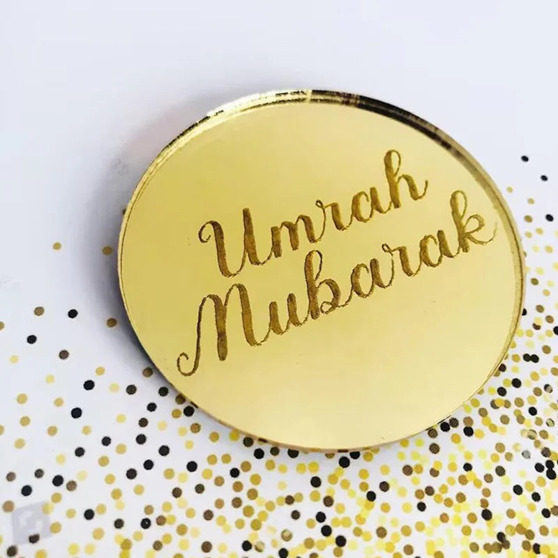 ⭐ 10x Umrah Mubarak Cupcake Topper | Acryl Kuchenstecker | Deko für Muffins & Buffet