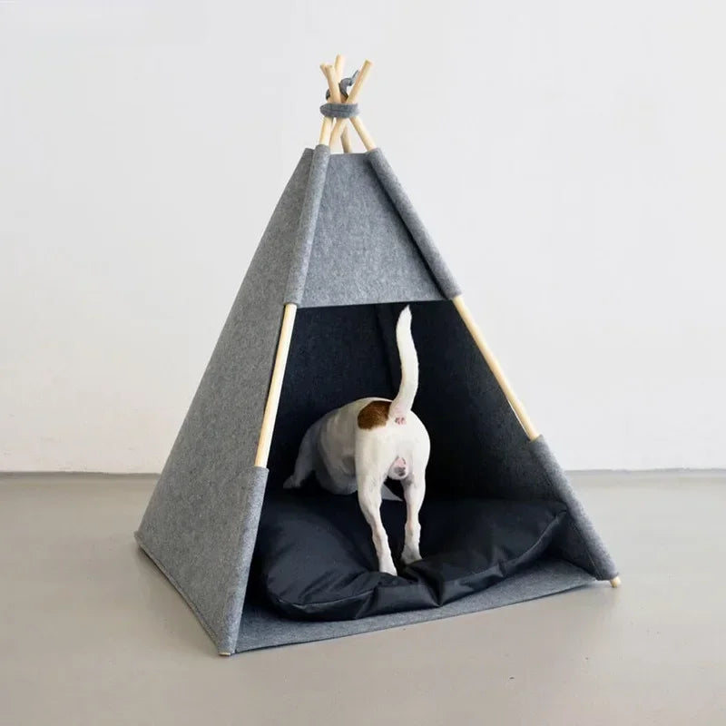 ⛺️ Weiches Hundezeltbett – Waschbares Haustierhaus aus Holz für Hunde und Katzen