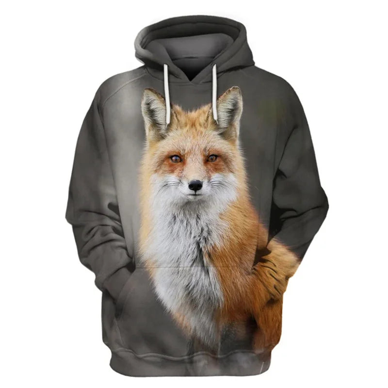 Fashion Animal Fox Pattern Hoodie For Men Women Funny 3D Printed Sweatshirts Casual Hoodies Streetwear Pullover Long Sleeves