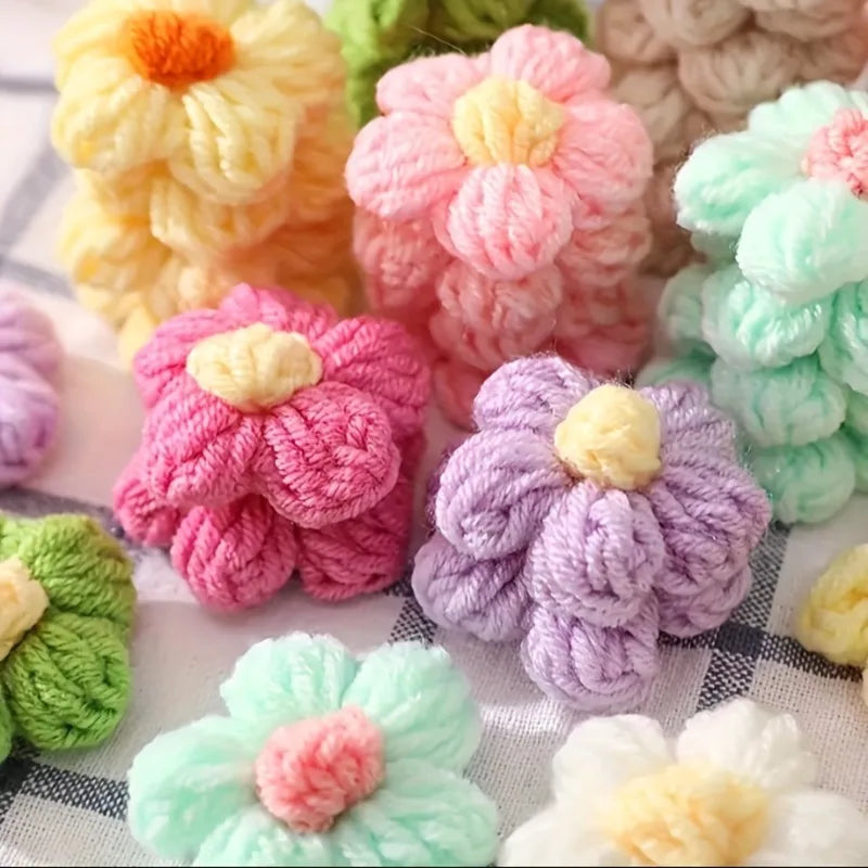 ⭐ 30x Häkelblumen Aufnäher Bunt | 4cm Applikationen | Blumen Patches zum Aufnähen